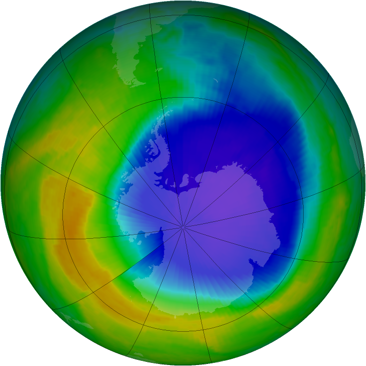 Antarctic ozone map for 02 November 1999